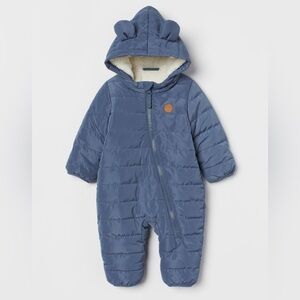 H&M Taupe Blue Pile-Lined All-in-one Snow Suit | 3M